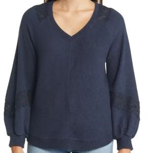 Wit & Wisdom Crochet Inset Blouson Sleeve Pullover.